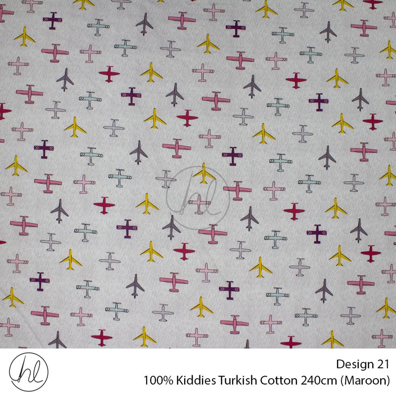 100% Kiddies Turkish Cotton Design 21 240cm Per M Maroon
