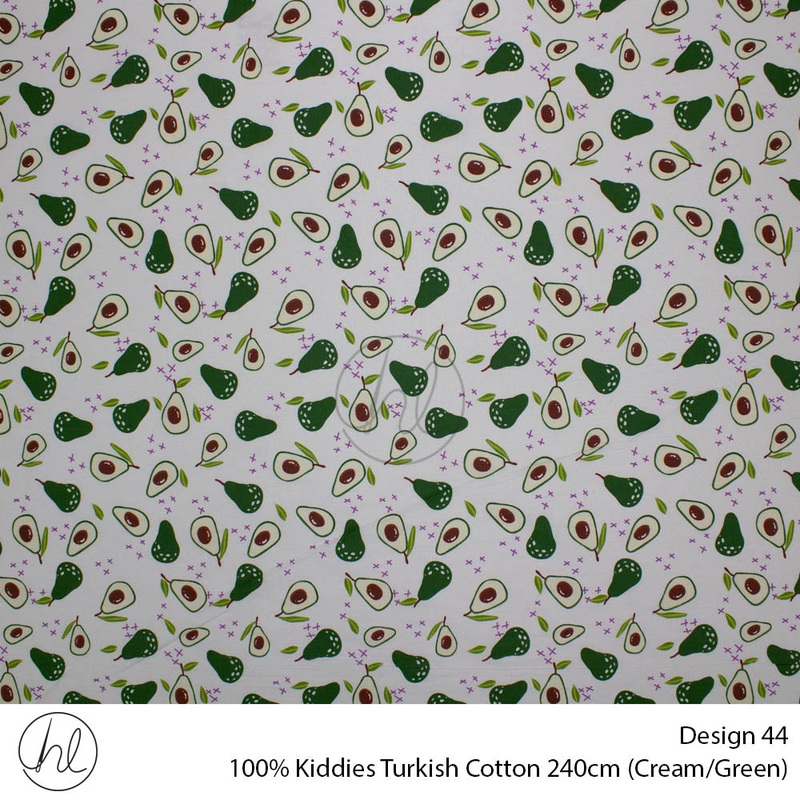 100% Kiddies Turkish Cotton Design 44 240cm Per M Green/Cream