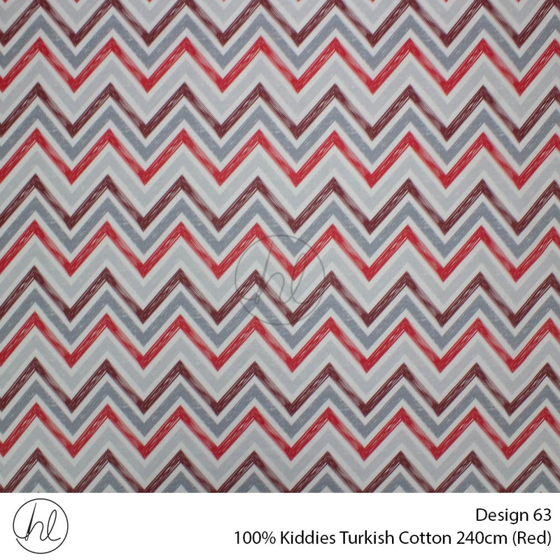 100% Kiddies Turkish Cotton Design 63 240cm Per M Red