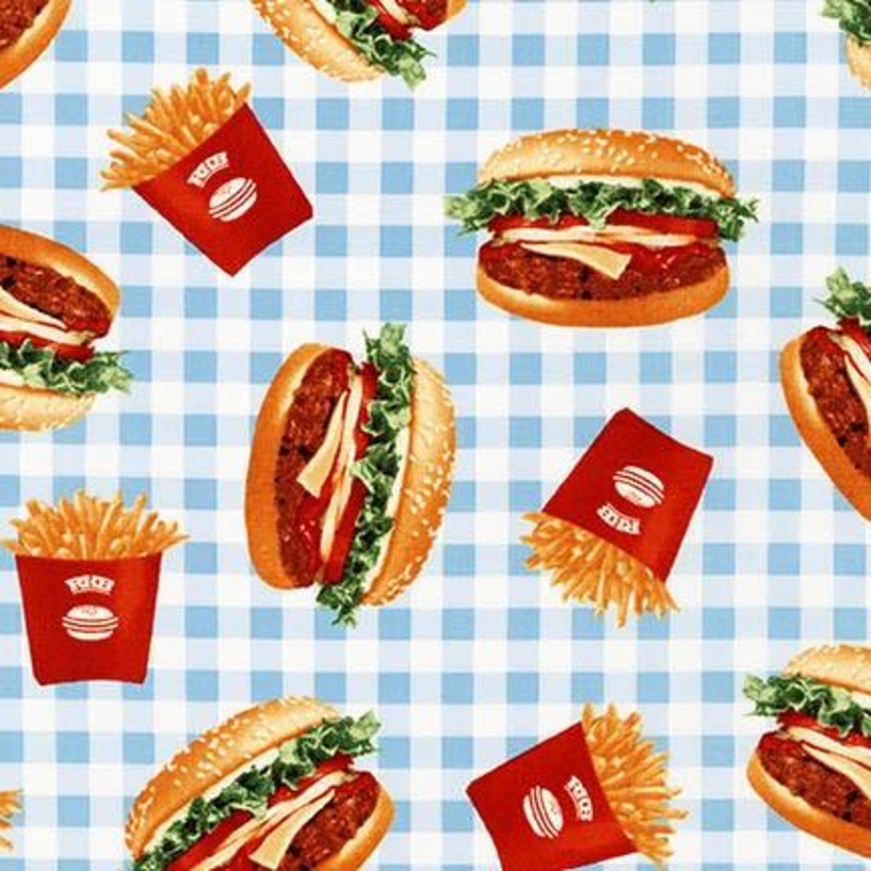 $45 Whole 6+ Yard Cut- Blue Burgers and Fries- Robert Kaufman