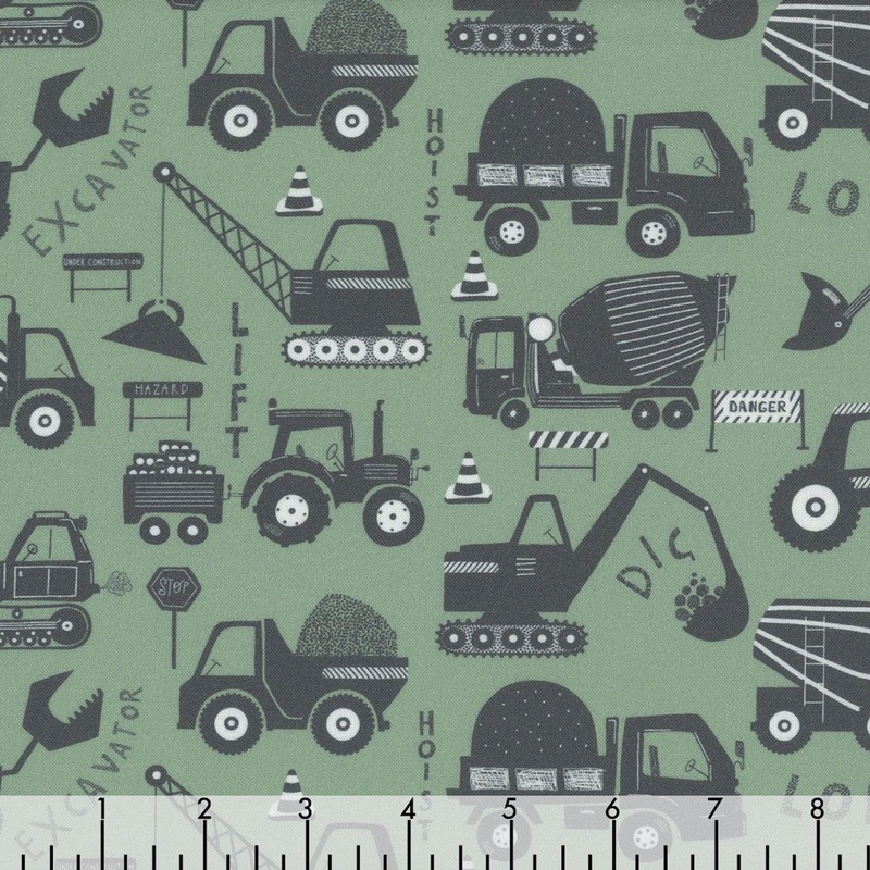 Dear Stella Fabrics Dig It Pine See You Later Excavator