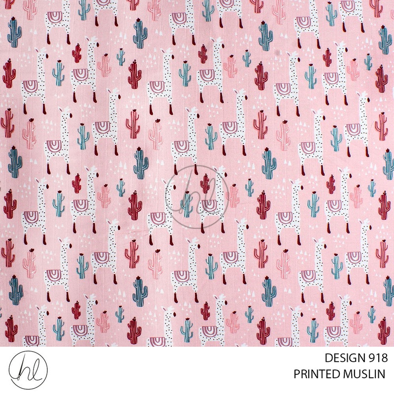 MUSLIN PRT LAMA  PINK ROLL ROLL 001