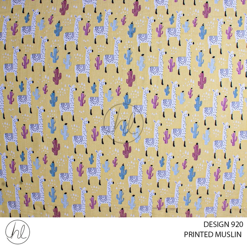 MUSLIN PRT LAMA  YELLOW ROLL ROLL 001