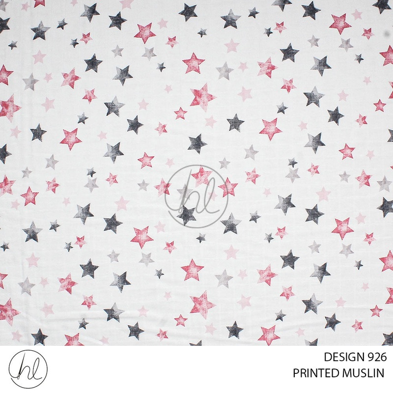 MUSLIN PRT STARS  CHARCOAL ROLL ROLL 001