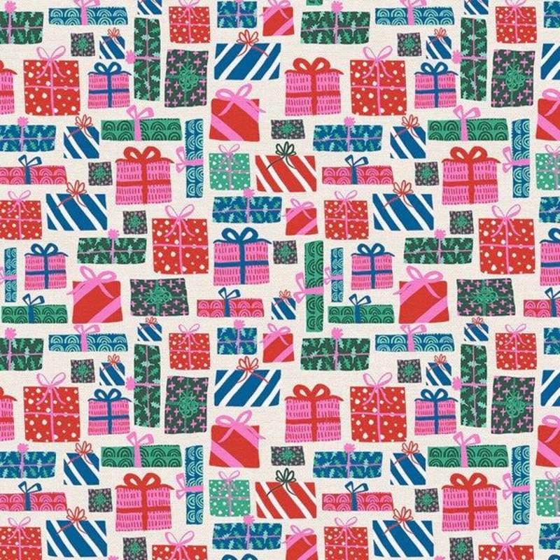 Paintbrush Studio Fabrics Flamingo Christmas Presents Blue 120-21437