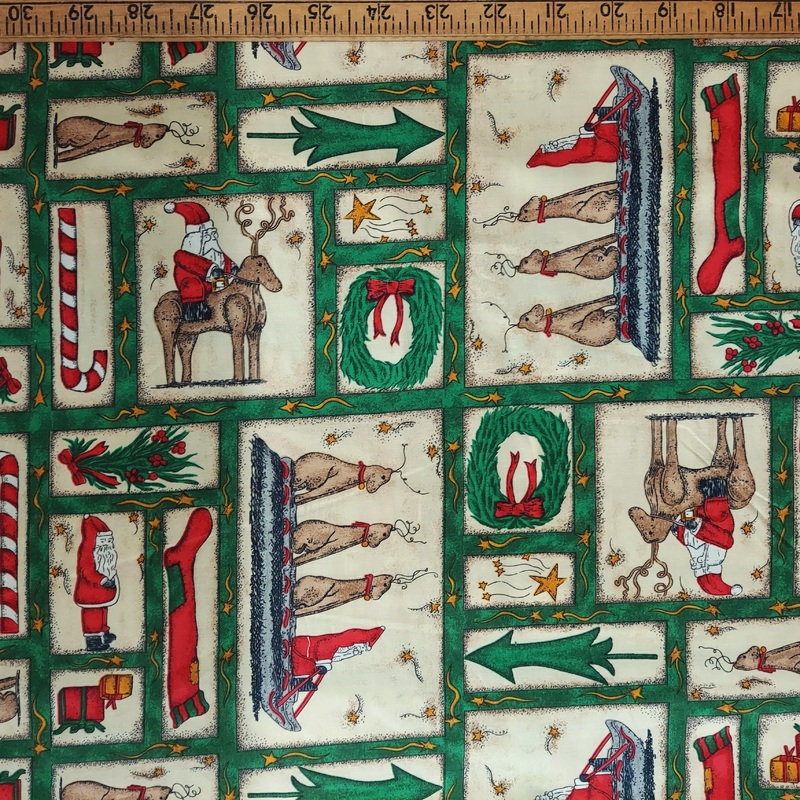 Pinnacle Fabrics Santa and Reindeer 1901C