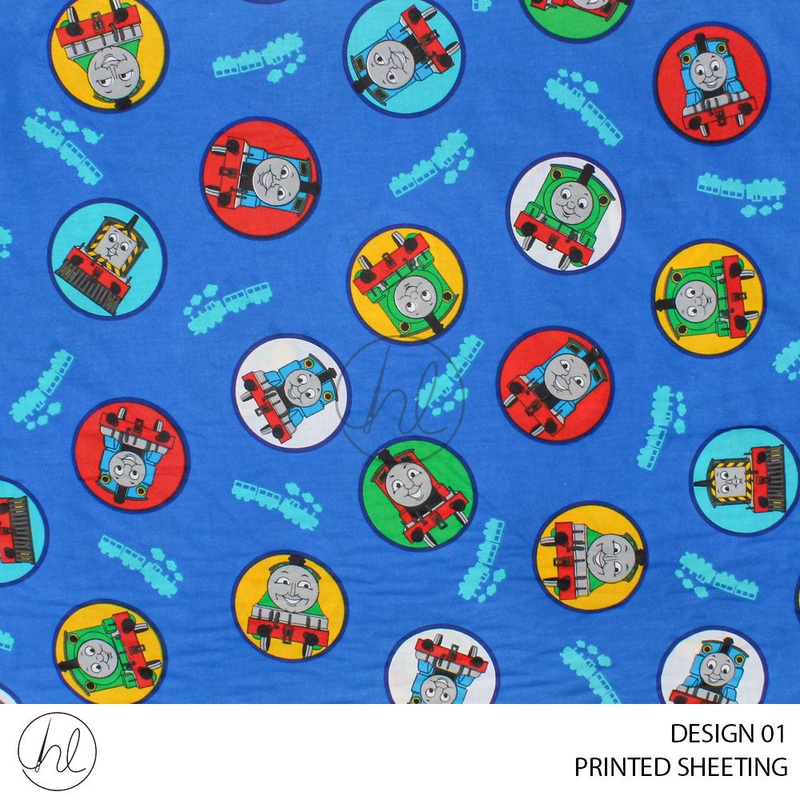 PRINTED COTTON TRAIN DESIGN 01 BLUE 240CM PER M
