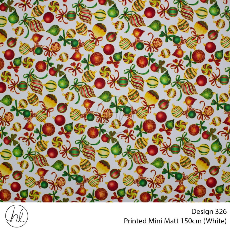 Printed Mini Matt Design 326 150cm Per m White fabric