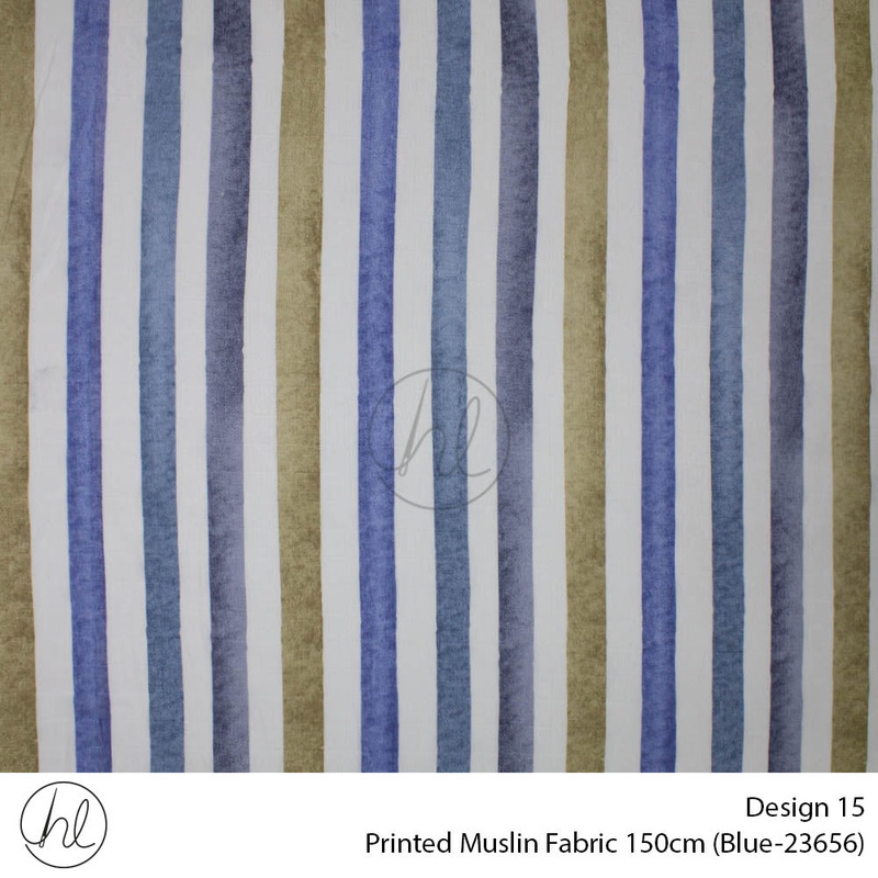 Printed Muslin Design 15 150cm Per/m Blue