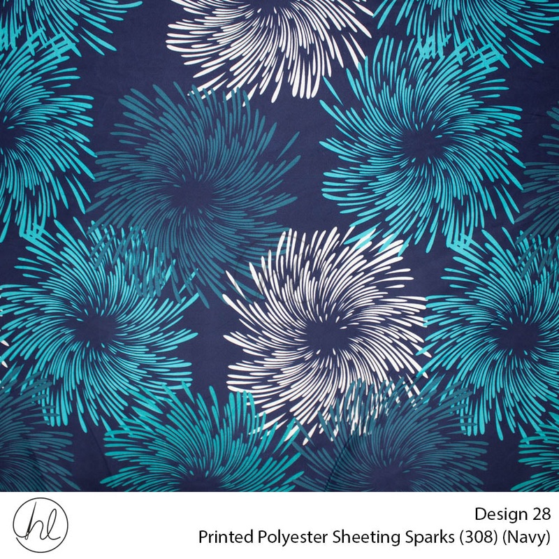 Printed Polyester Sheeting 240cm Sparks Navy Per m
