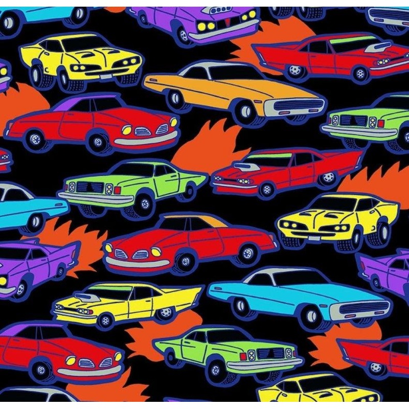 Timeless Treasures Cars C8327 Black Bright