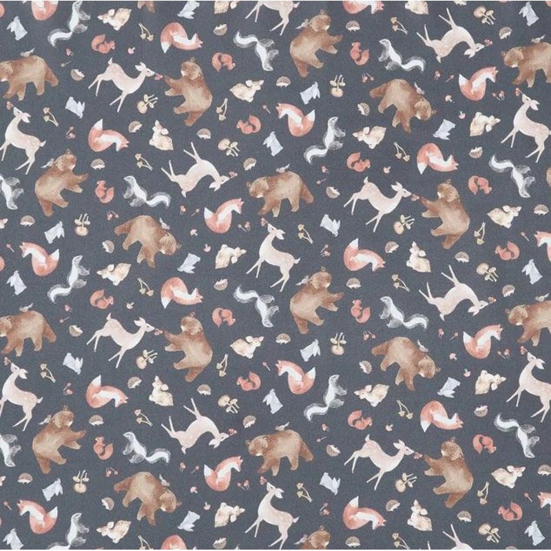 Timeless Treasures Tossed Forest Animals NATURE-CD2260 Slate