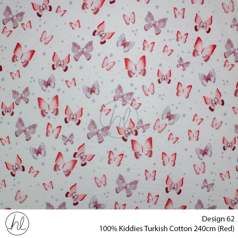 100% Kiddies Turkish Cotton Design 62 240cm Per M Red