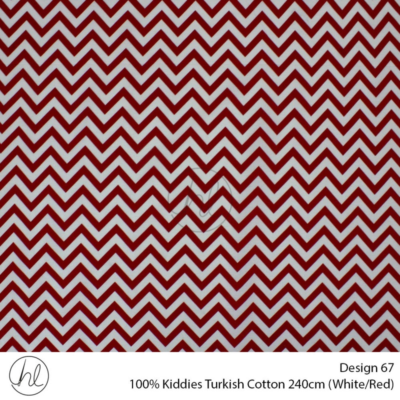100% Kiddies Turkish Cotton Design 67 240cm Per M Red