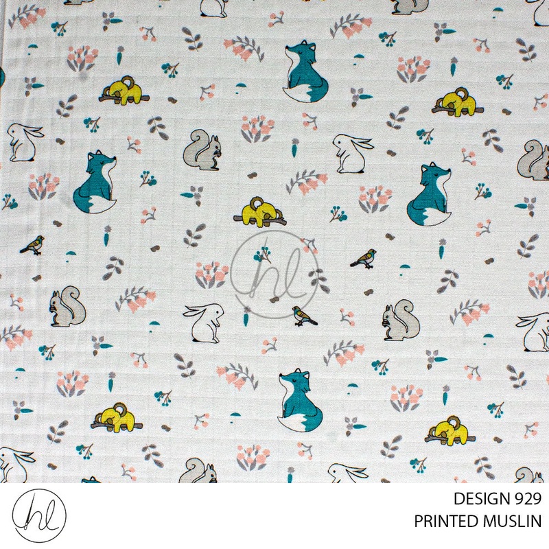 C/D MUSLIN PRT RABBIT 400 WHITE ROLL 001 1