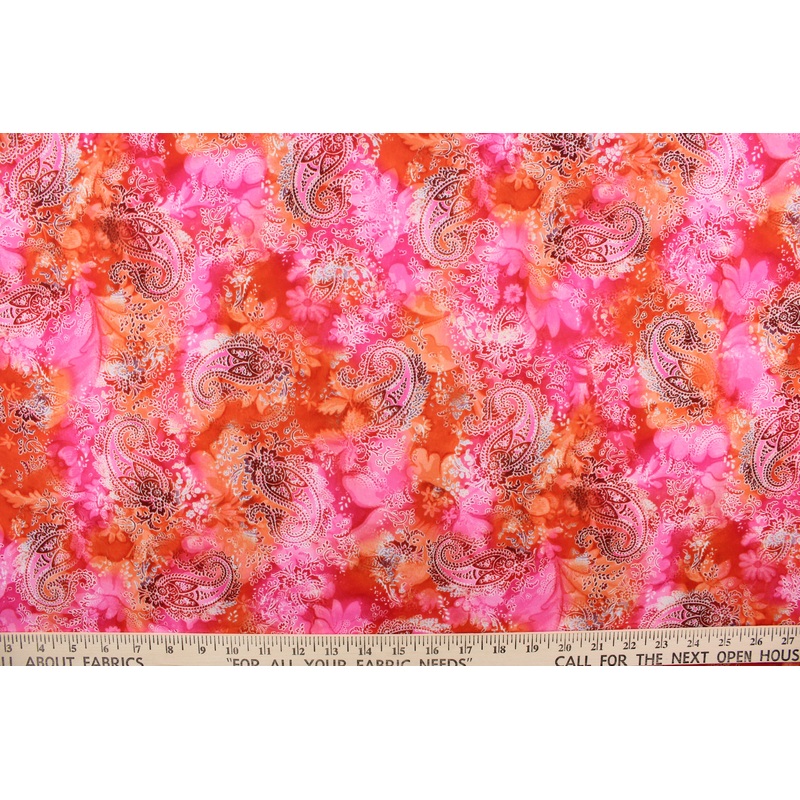 Lycra Peach Paisley