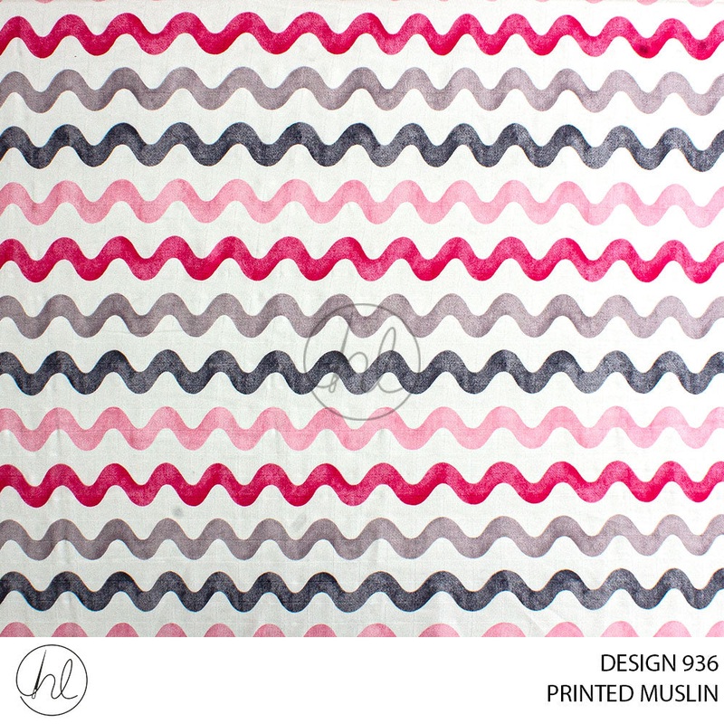MUSLIN PRT WAVES WHITE/PNK ROLL ROLL 001