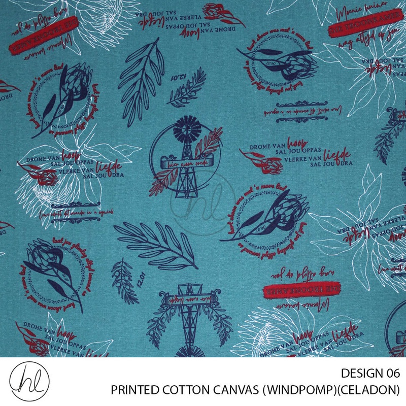 PRINTED COTTON CANVAS DESIGN 06 150CM PER M WINDPOMP CELADON