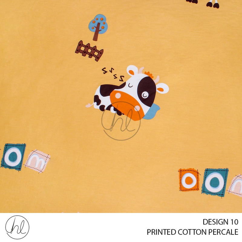 PRINTED COTTON PERCALE KIDDIES DESIGN 10 TUMERIC 240CM PER M