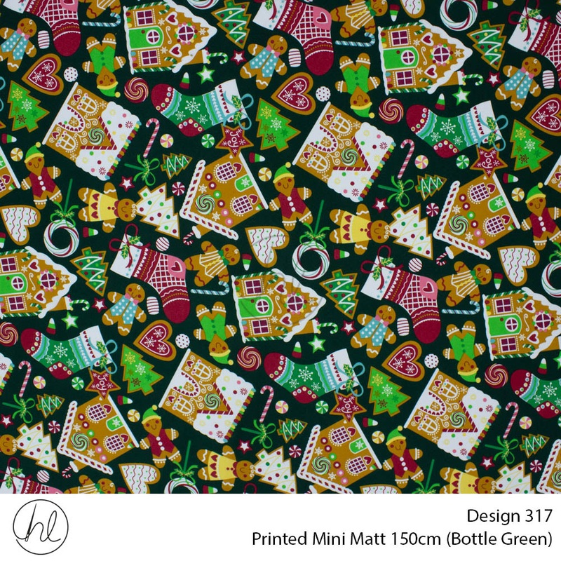 Printed Mini Matt Design 317 150cm Per m Bottle Green fabric