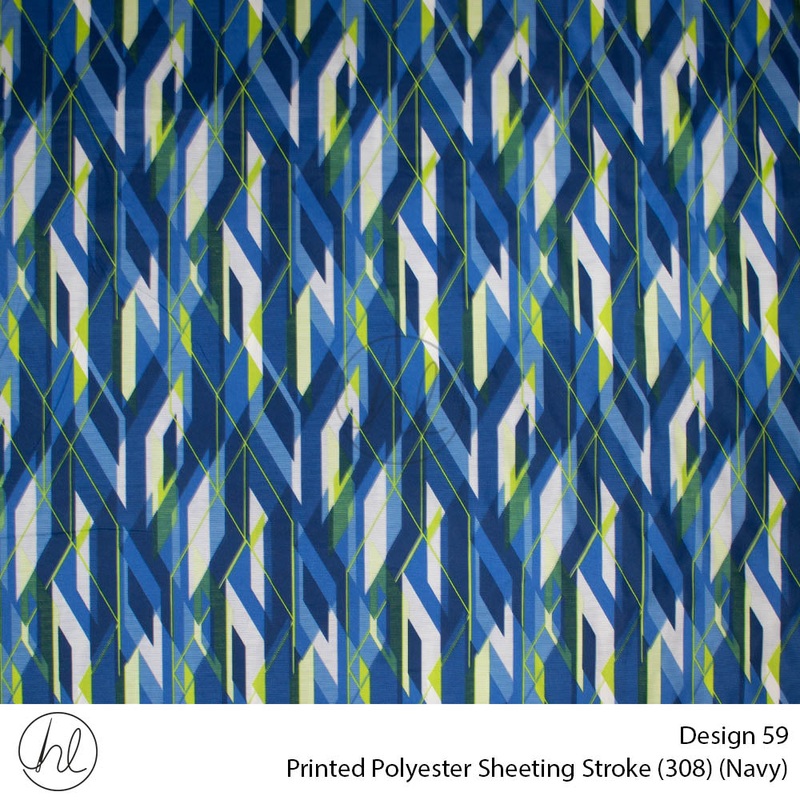 Printed Polyester Sheeting 240cm Stroke Navy Per m