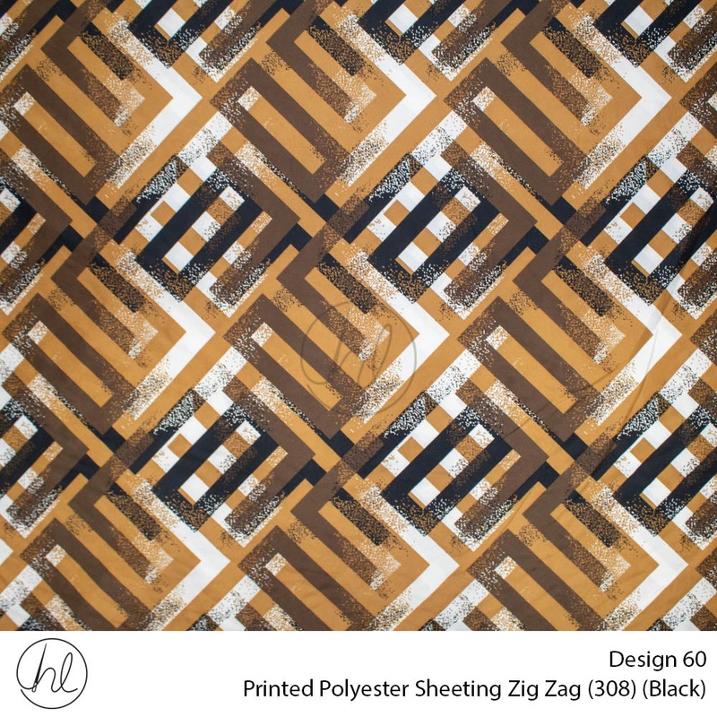 Printed Polyester Sheeting 240cm Zig Zag Black Per m