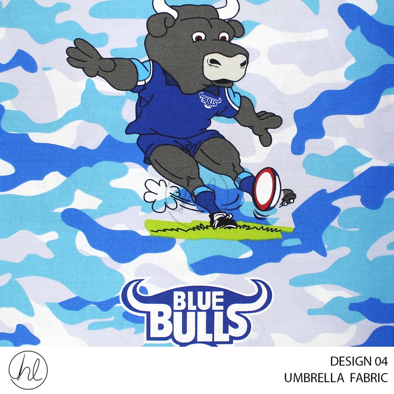 UMBRELLA FABRIC CENTURION MASCOT DESIGN 04 235CM PER M BLUE/WHITE