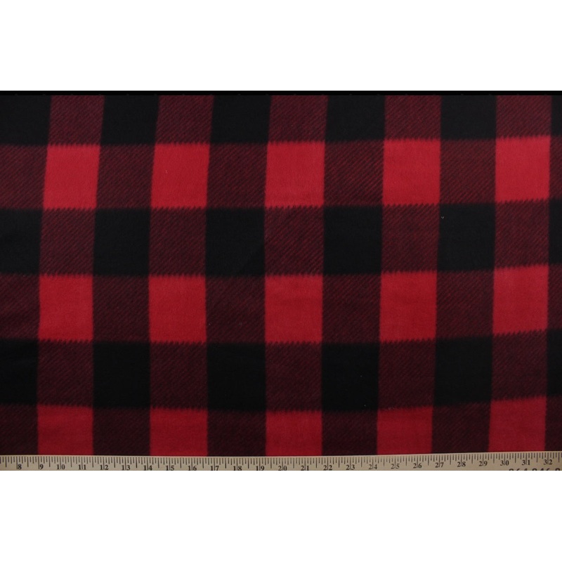Buffalo Plaid Doubled Sided Fleece Fabric in Red