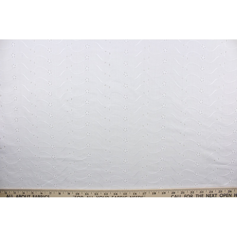Embroidered Flowery Foliage in White