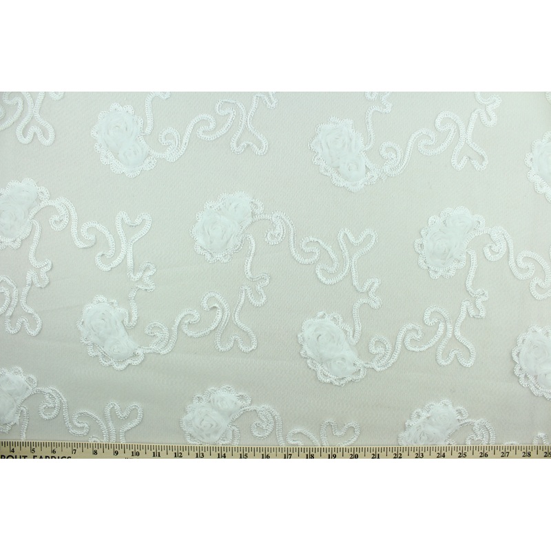 Embroidered Sheer Floral in Wedding White