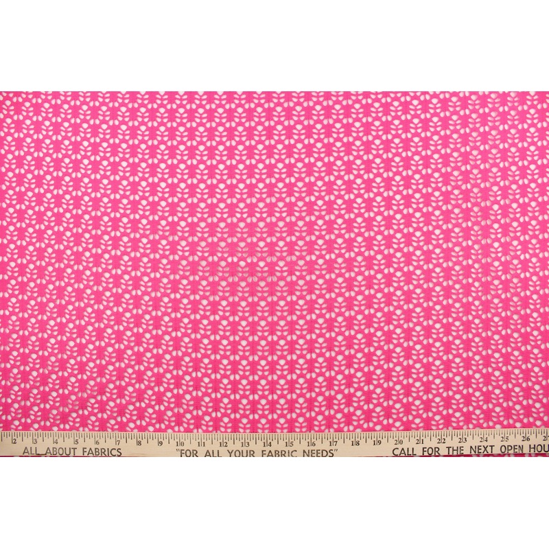 Lace Fabric in Eyelet Hot Pink