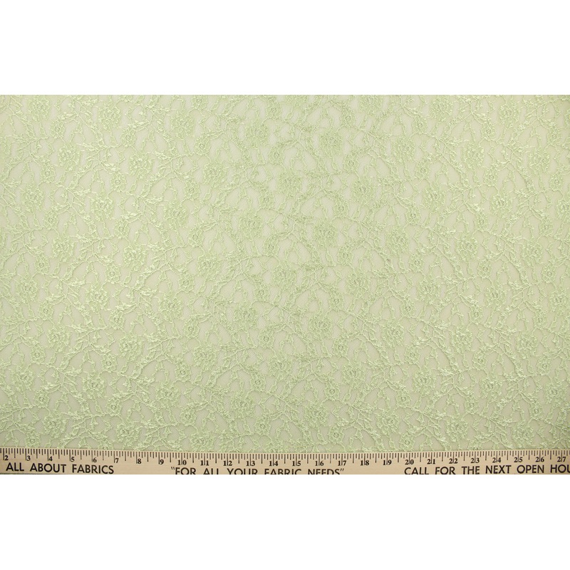 Woven Floral Lace Fabric in Mint Floral