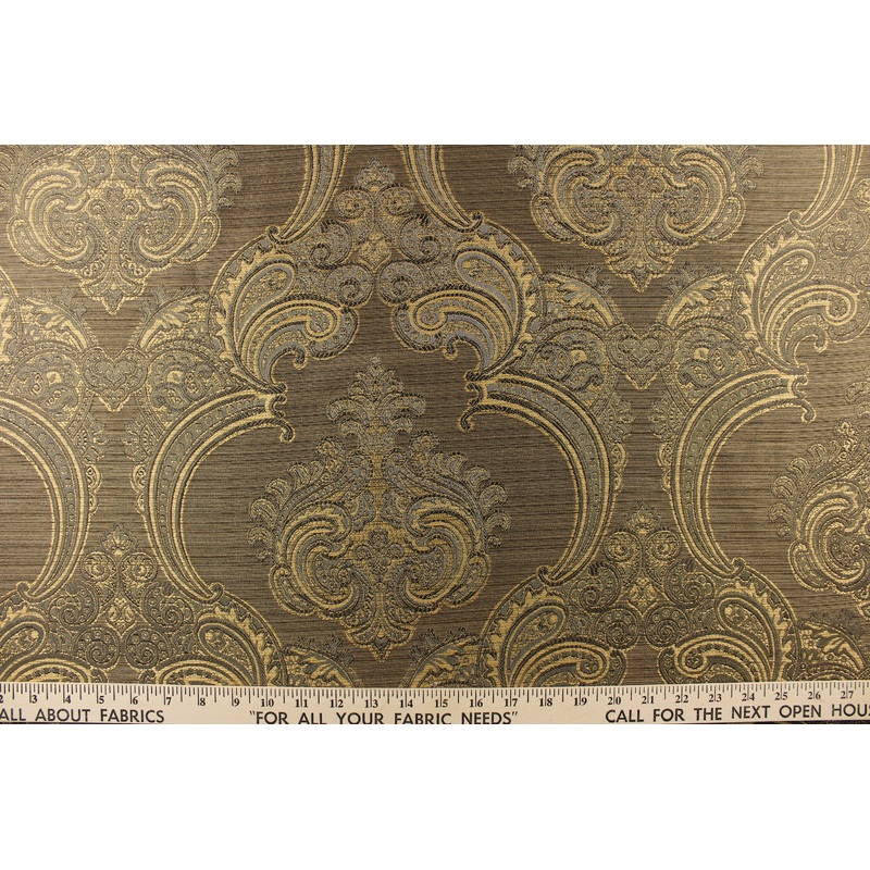 Carlisle Delightful Paisley Jacquard Fabric in Noir