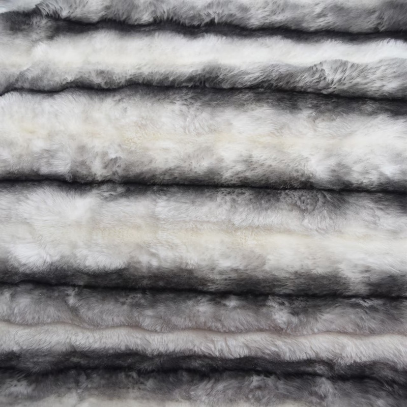 Chinchilla Faux Fur Fabric in White/Black