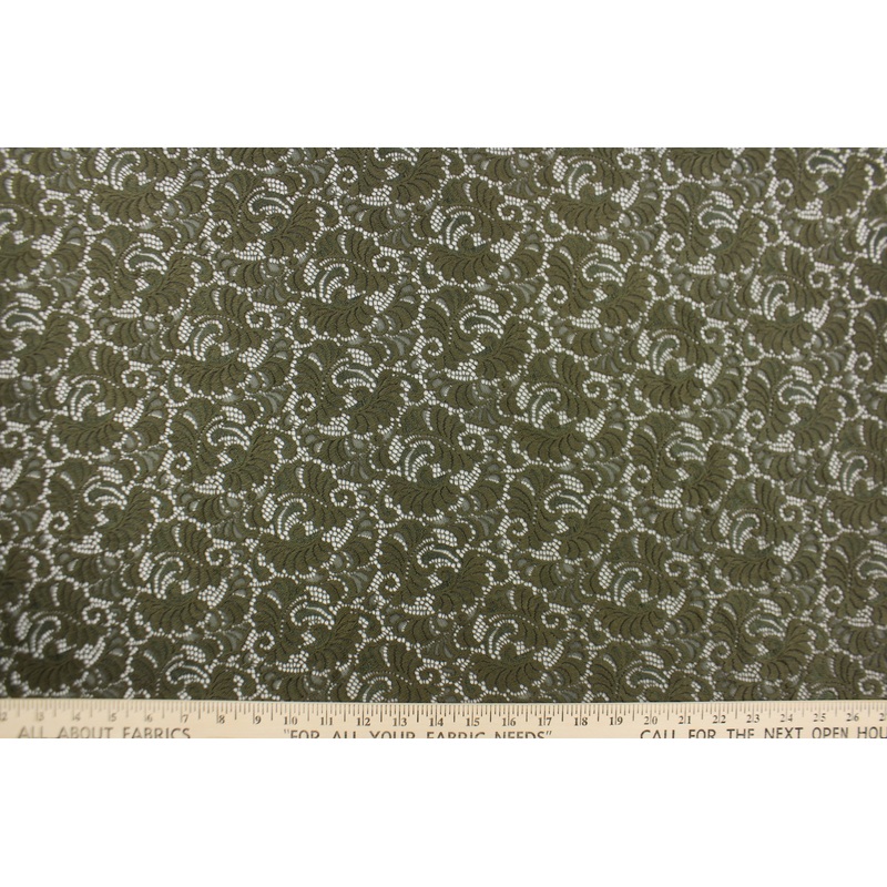 Stretch Lace Fabric in Hunter Green
