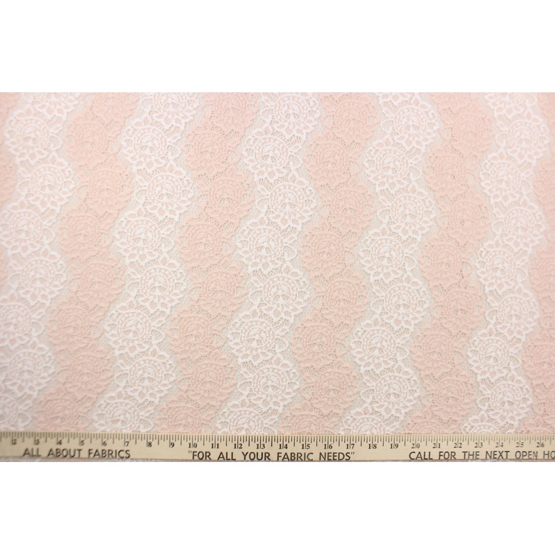 Stretch Lace Fabric in Pink and White