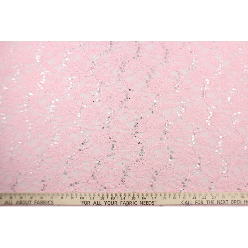 Stretch Lace Fabric in Sequin Pink