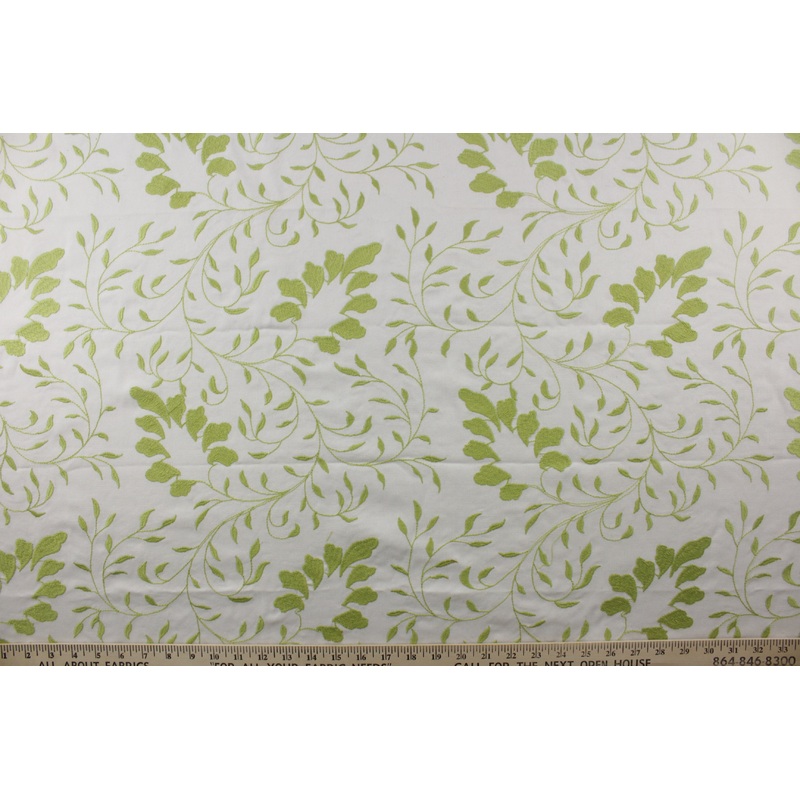 Duralee Mallory SA61780-533 Embroidered Fabric in Celery