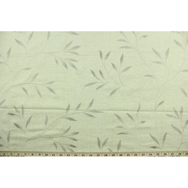 Embroidered Linen Leaves in Cream