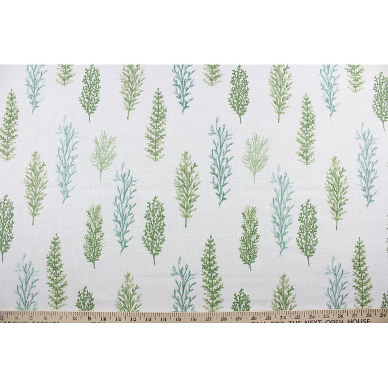 Embroidered Woodlands in Ivory Aqua