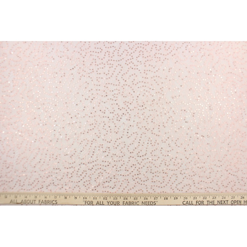 Stretch Lace Fabric in Pink Sequin