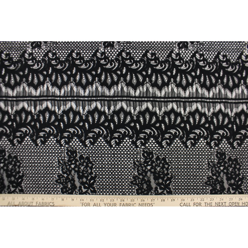 Stretch Lace Floral Fabric in Black