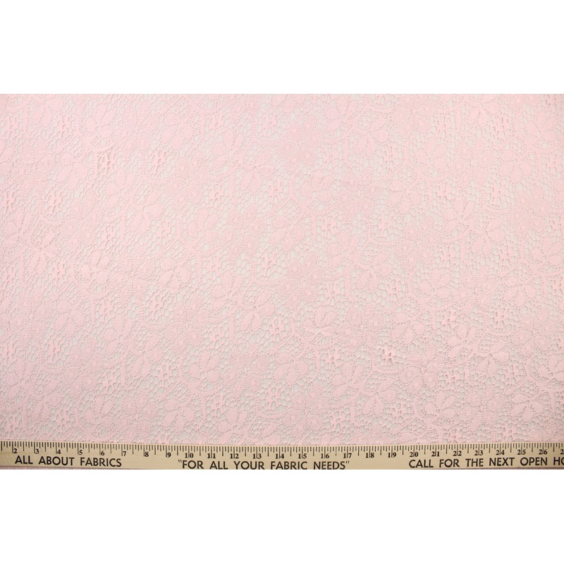 Woven Floral Lace Fabric in Baby Pink Flower