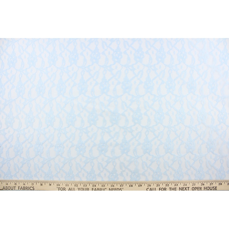 Woven Floral Lace Fabric in Light Blue