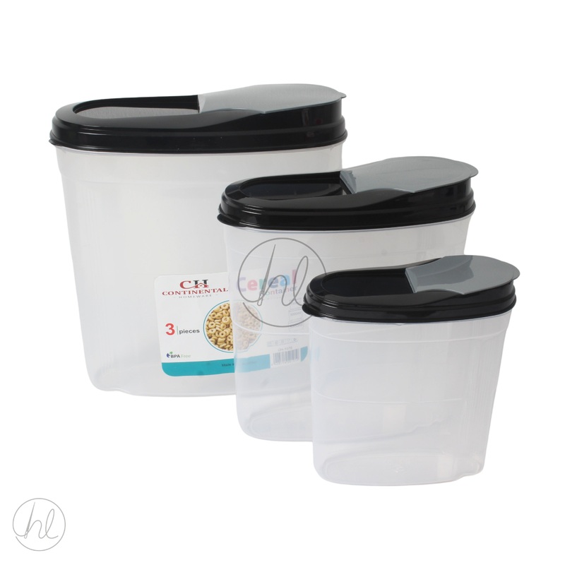 CEREAL DISPENSER 3PCE BLACK FREE
