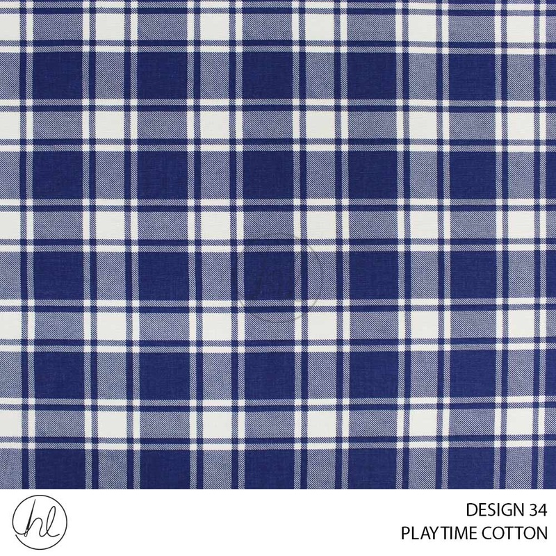 PLAYTIME COTTON BIG CHECK DESIGN 34 150CM PER M NAVY