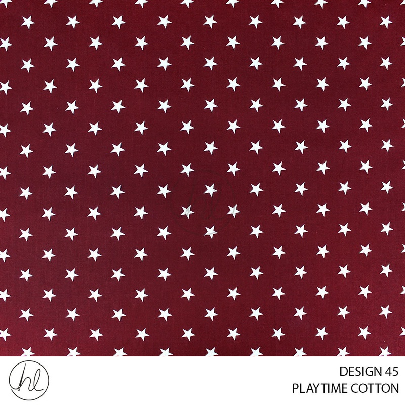 PLAYTIME COTTON STAR DESIGN 45 150CM PER M RED