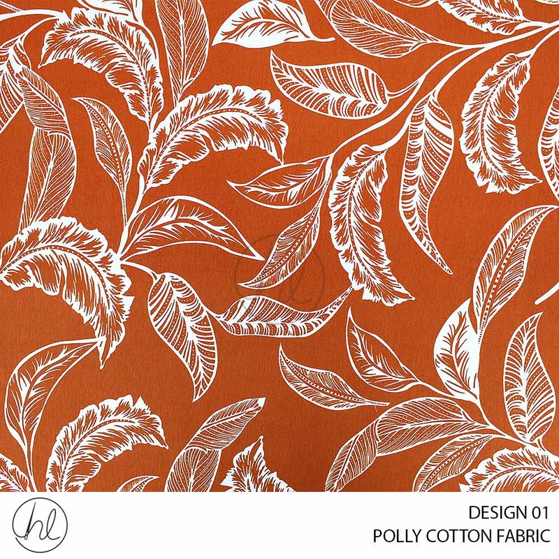 POLLY COTTON FABRIC DESIGN 01 240CM PER M ORANGE