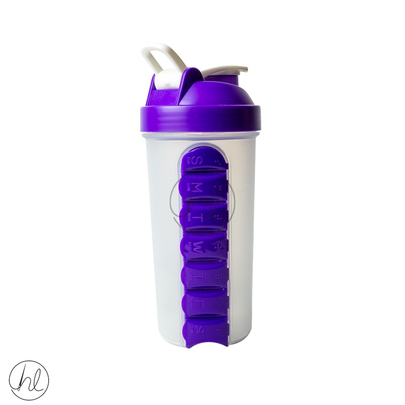 GYM BOTTLE & PILL BOX PURPLE YL-92 600ML