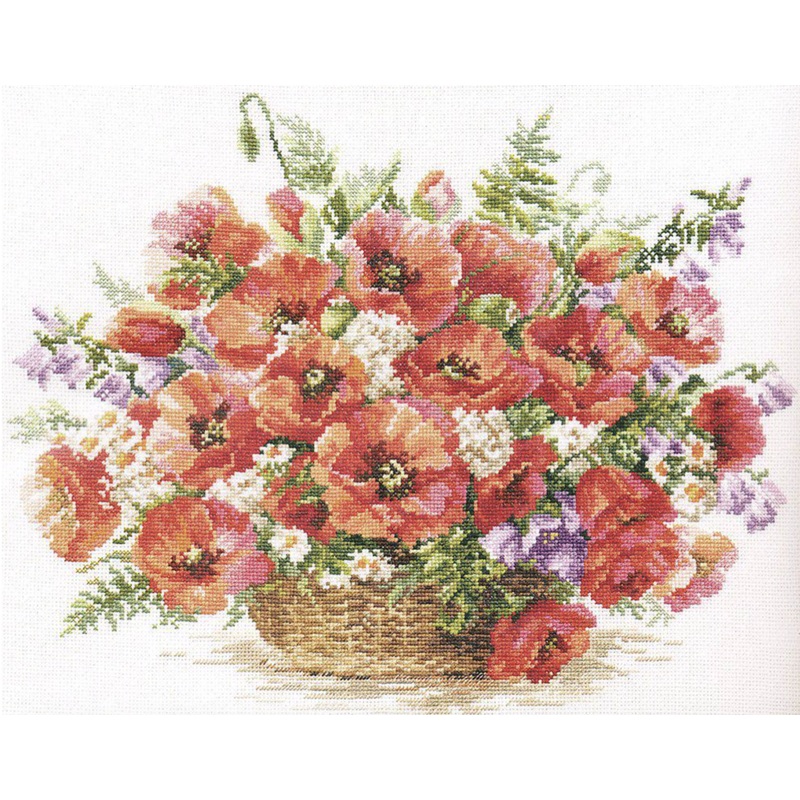 Basket of Poppies 2-28 Counted Cross-Stitch Kit